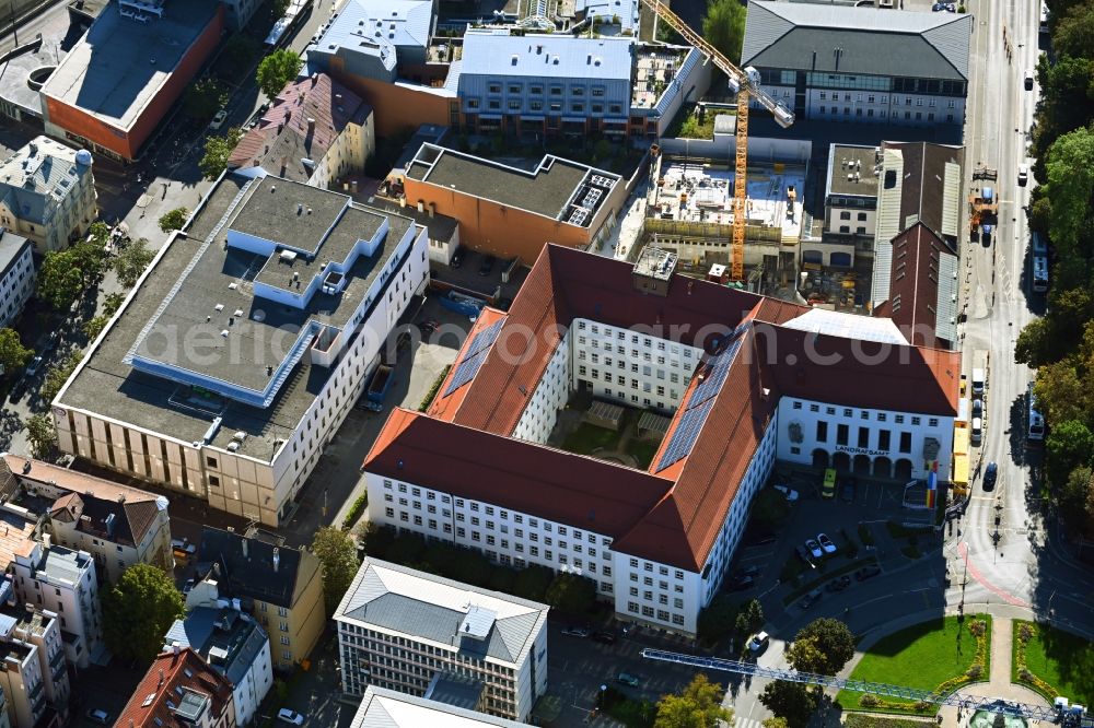 Augsburg from above - Administrative building of the State Authority Landratsamt and Staatliches Schulamt in Augsburg in the state Bavaria, Germany