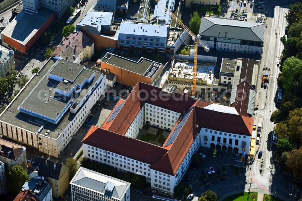 Aerial image Augsburg - Administrative building of the State Authority Landratsamt and Staatliches Schulamt in Augsburg in the state Bavaria, Germany