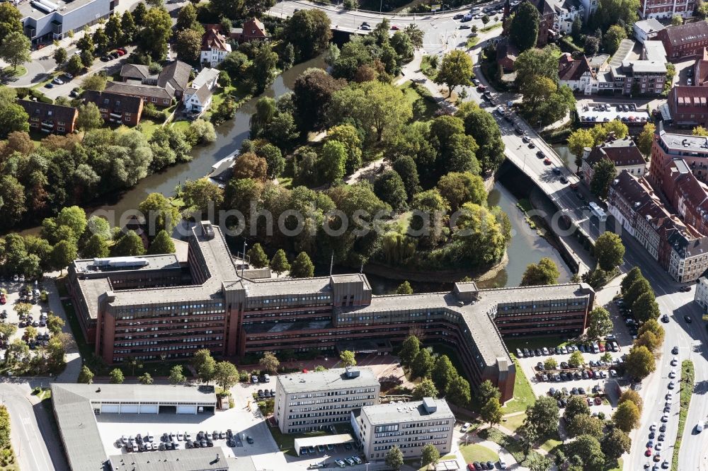 Aerial image Lüneburg - Administrative building of the State Authority in Lueneburg in the state Lower Saxony, Germany