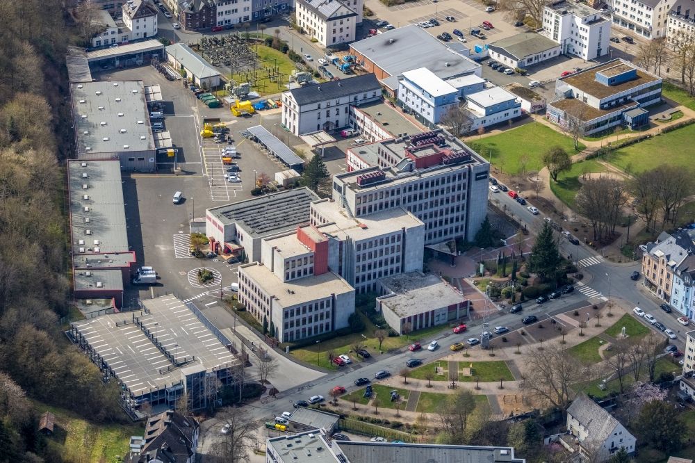 Aerial image Siegen - Administration building of the company Siemens in Siegen at Siegerland in the state North Rhine-Westphalia