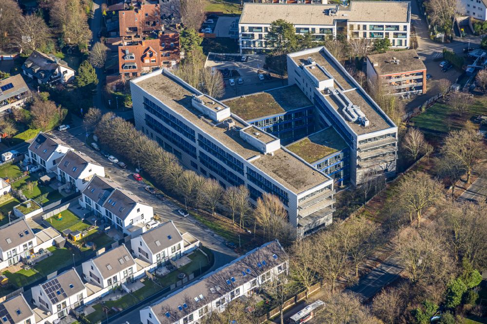 Raadt from the bird's eye view: Administration building of the company T-Systems International GmbH on Parsevalstrasse in Raadt in the state North Rhine-Westphalia, Germany