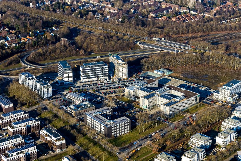 Dortmund from above - Office and administration buildings of the insurance company AOK NORDWEST - Fachzentrum Dortmund in the district Schueren-Neu in Dortmund in the state North Rhine-Westphalia, Germany