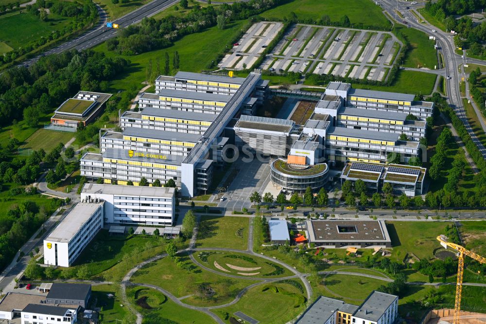 Aerial image Coburg - Office and administration buildings of the insurance company HUK24 AG on street Willi-Hussong-Strasse in the district Ketschendorf in Coburg in the state Bavaria, Germany