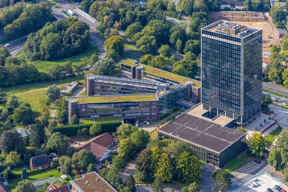 Aerial image Bochum - Office and administration buildings of the insurance company of Knappschaft on Knappschaftstrasse in the district Wiemelhausen in Bochum at Ruhrgebiet in the state North Rhine-Westphalia, Germany