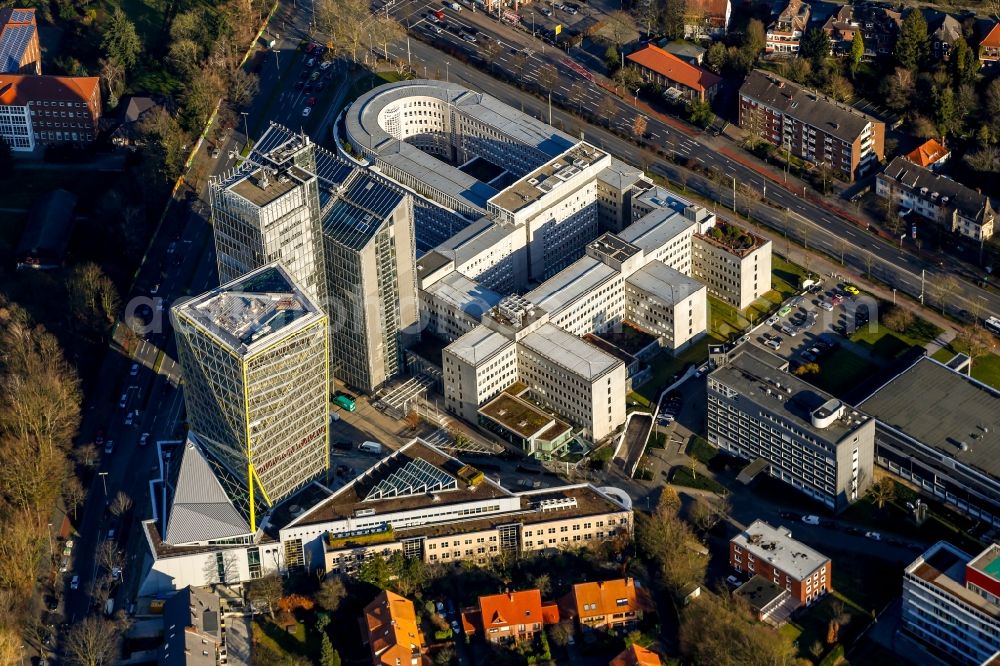 Aerial photograph Münster - Office and administration buildings of the insurance company LVM Versicherung - Zentrale on Kolde-Ring in the district Aaseestadt in Muenster in the state North Rhine-Westphalia, Germany