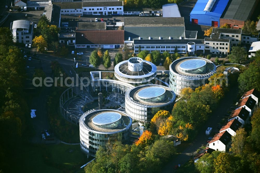 Aerial image Saarbrücken - Office and administration buildings of the insurance company Union Krankenversicherung AG on Peter-Zimmer-Strasse in the district Sankt Johann in Saarbruecken in the state Saarland, Germany