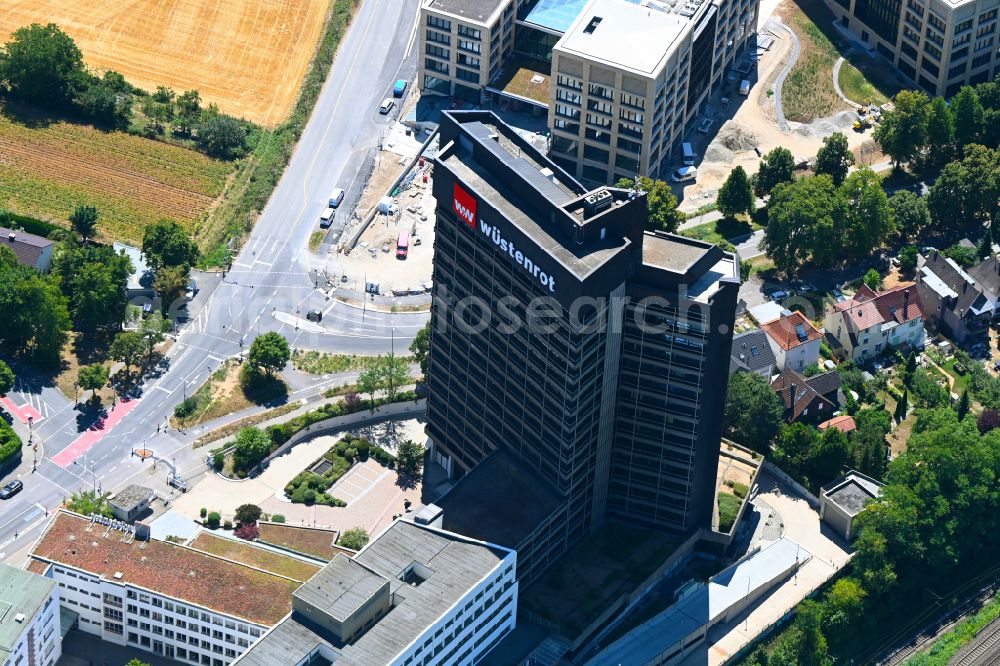 Aerial photograph Ludwigsburg - Office and administration buildings of the insurance company Wuestenrot Bausparkasse AG on Wuestenrotstrasse in Ludwigsburg in the state Baden-Wurttemberg, Germany