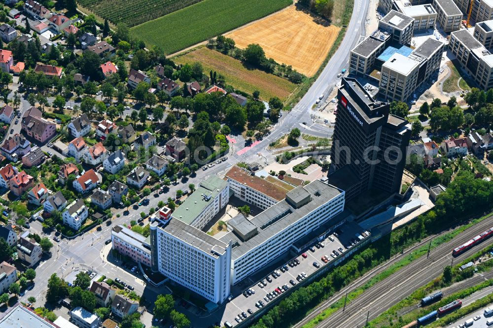 Ludwigsburg from above - Office and administration buildings of the insurance company Wuestenrot Bausparkasse AG on Wuestenrotstrasse in Ludwigsburg in the state Baden-Wurttemberg, Germany