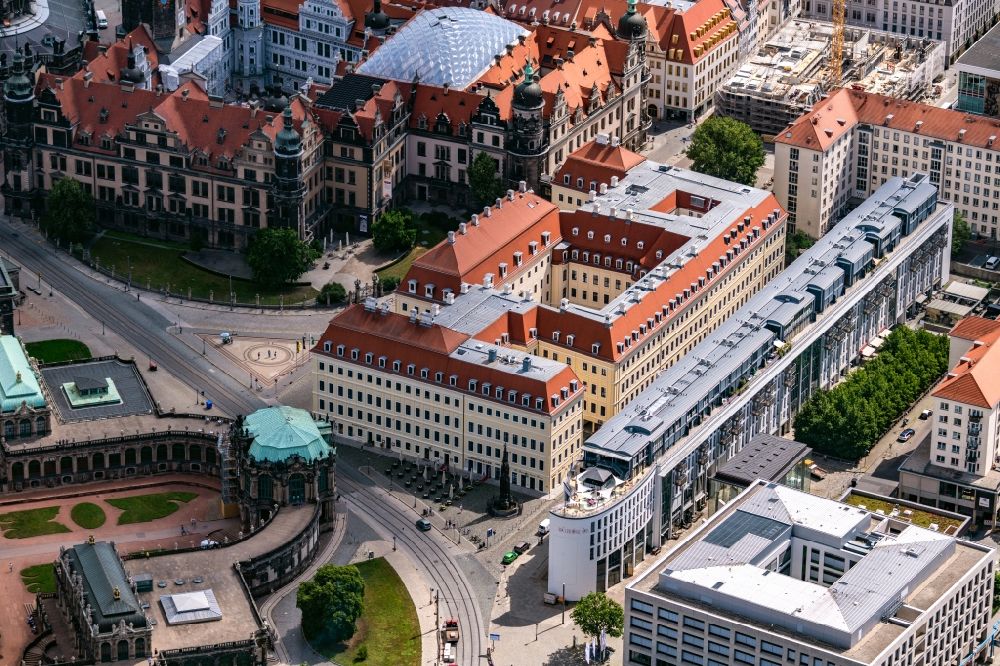 Dresden from above - Office and administration building of the housing association and rental apartment provider Lebendighaus in Dresden in the state Saxony, Germany