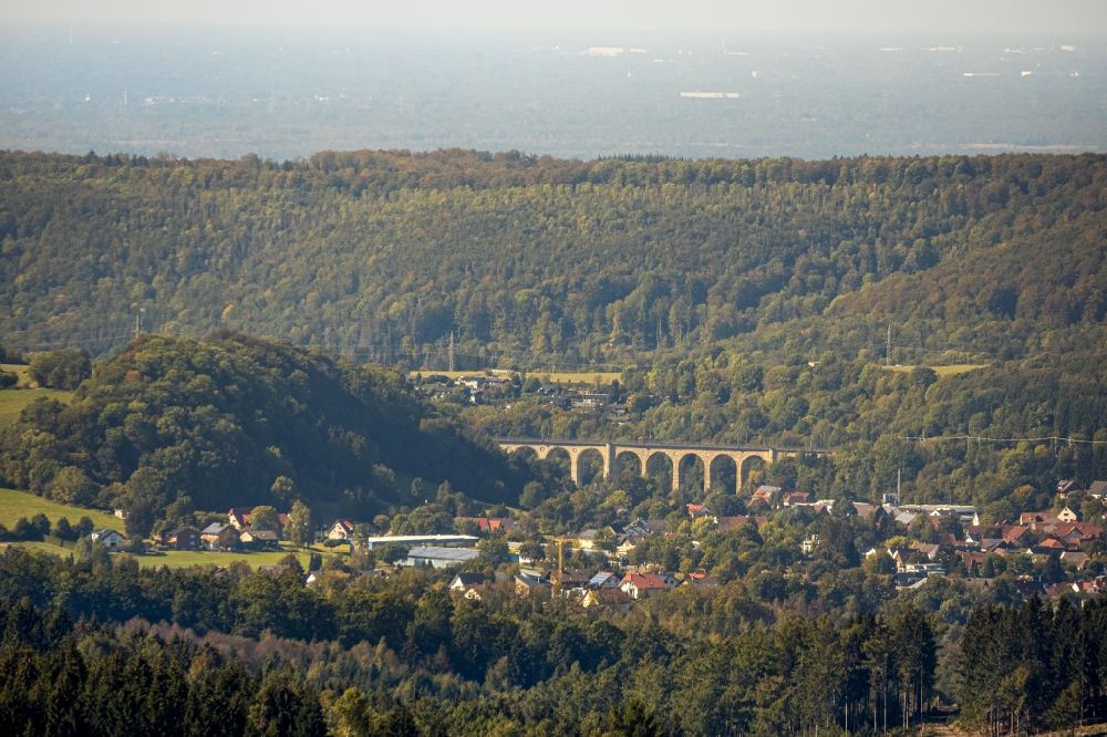 Aerial image Altenbeken - Viaduct of the railway bridge structure to route the railway tracks in Altenbeken in the state North Rhine-Westphalia, Germany