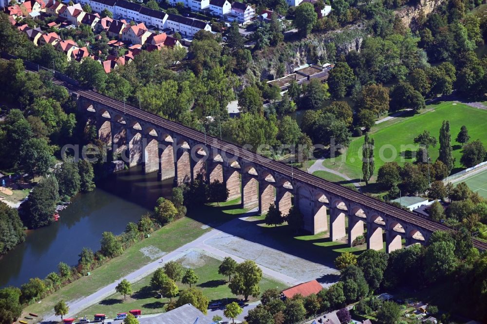 Aerial image Bietigheim-Bissingen - Viaduct of the railway bridge structure to route the railway tracks in Bietigheim-Bissingen in the state Baden-Wurttemberg, Germany