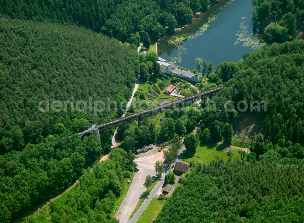 Ramsen from above - Viaduct of the railway bridge structure Eistalviaduct in Ramsen in the state Rhineland-Palatinate, Germany