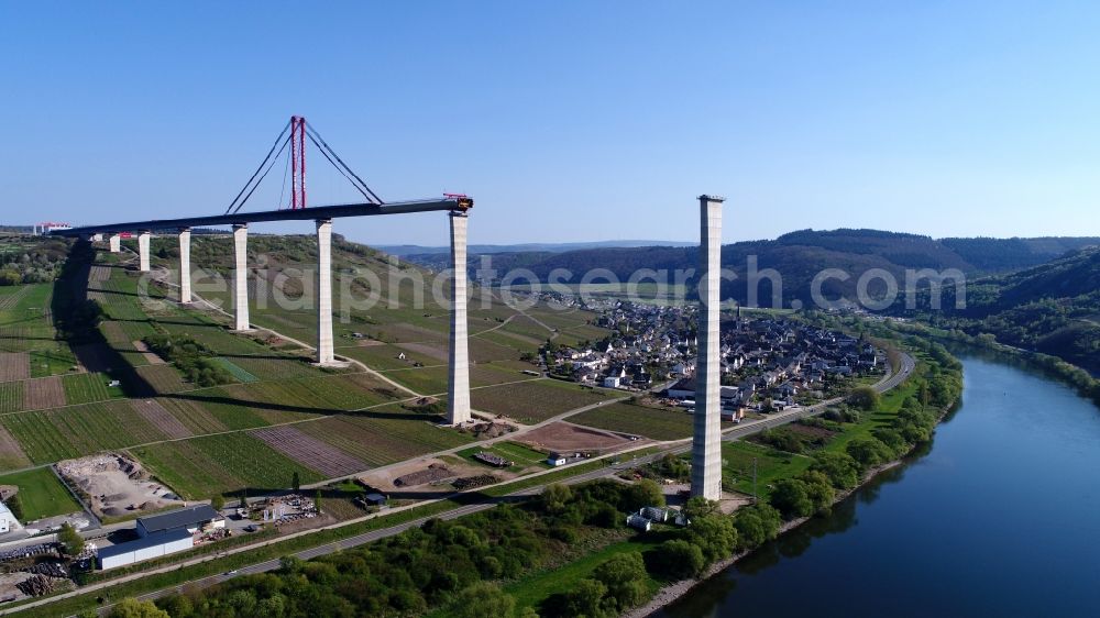 Zeltingen-Rachtig from above - Viaduct bridges new building construction site with near Zeltingen- Rachtig in the state of Rhineland-Palatinate
