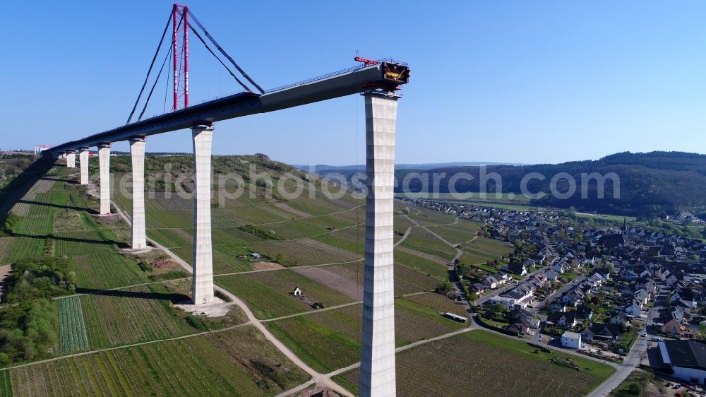 Zeltingen-Rachtig from the bird's eye view: Viaduct bridges new building construction site with near Zeltingen- Rachtig in the state of Rhineland-Palatinate