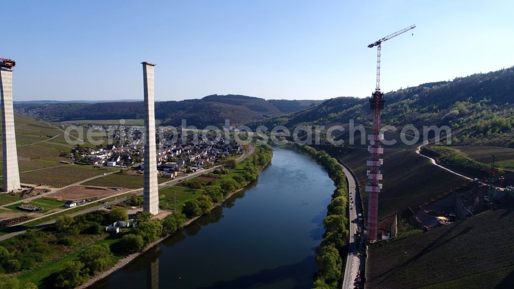 Aerial image Zeltingen-Rachtig - Viaduct bridges new building construction site with near Zeltingen- Rachtig in the state of Rhineland-Palatinate