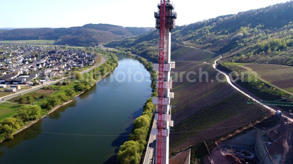 Aerial photograph Zeltingen-Rachtig - Viaduct bridges new building construction site with near Zeltingen- Rachtig in the state of Rhineland-Palatinate