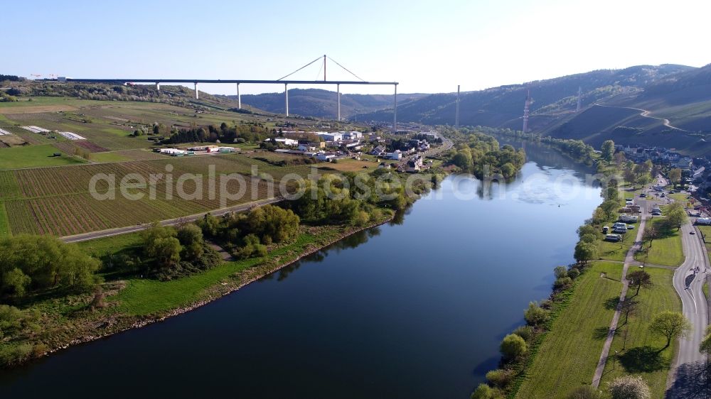 Zeltingen-Rachtig from the bird's eye view: Viaduct bridges new building construction site with near Zeltingen- Rachtig in the state of Rhineland-Palatinate