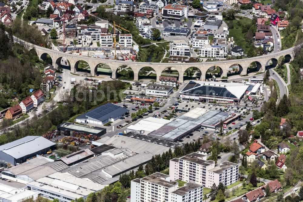 Aerial image Nagold - Viaduct of the expressway B28 in Nagold in the state Baden-Wuerttemberg, Germany