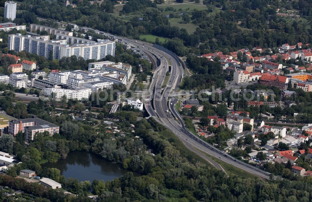 Aerial image Potsdam - Viaduct of the expressway Nuthestrasse in the district Babelsberg Sued in Potsdam in the state Brandenburg, Germany