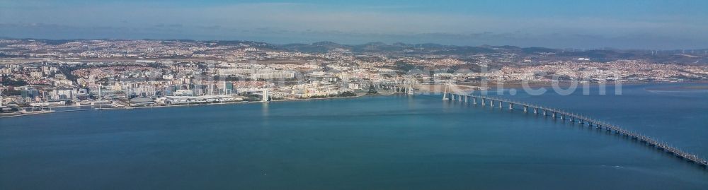 Aerial photograph Lissabon - Viaduct of the expressway Ponte Vasco da Gama in Sacavem in Lisbon, Portugal