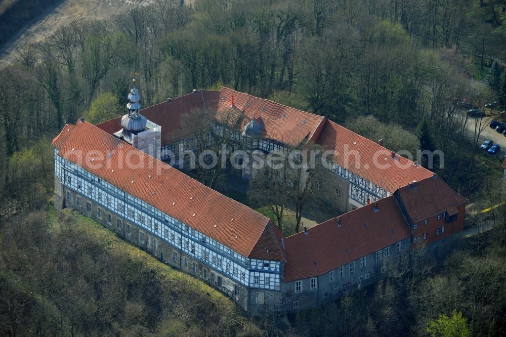 Herzberg am Harz from the bird's eye view: The Herzberg Castle in Herzberg am Harz in Saxony-Anhalt