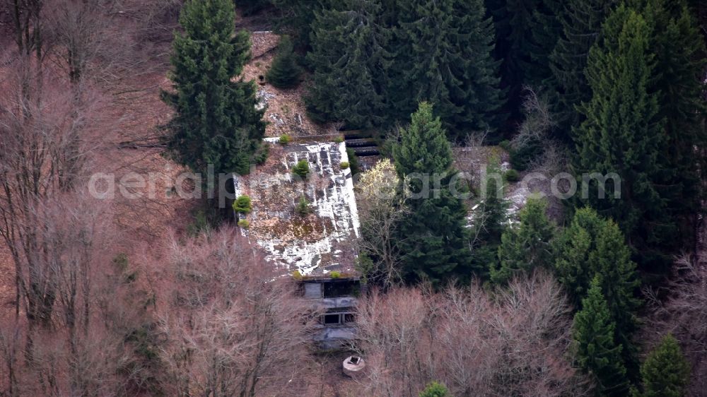 Aerial photograph Duppach - Ruins of residential villa of single-family settlement Adenauervilla in Duppach in the state Rhineland-Palatinate, Germany