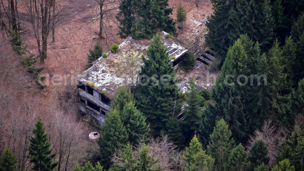 Duppach from the bird's eye view: Ruins of residential villa of single-family settlement Adenauervilla in Duppach in the state Rhineland-Palatinate, Germany