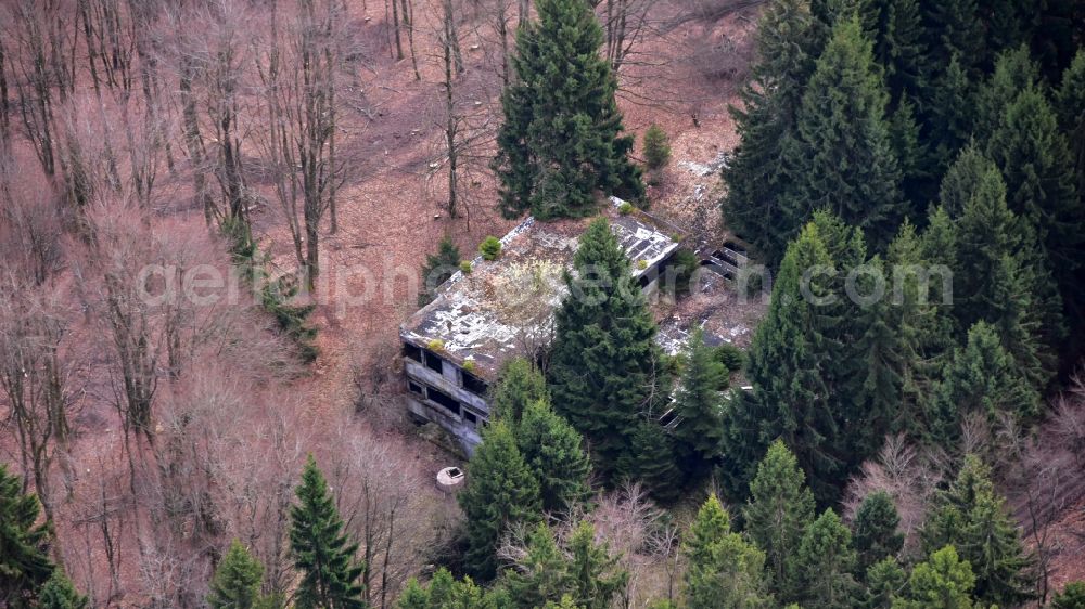 Aerial image Duppach - Ruins of residential villa of single-family settlement Adenauervilla in Duppach in the state Rhineland-Palatinate, Germany