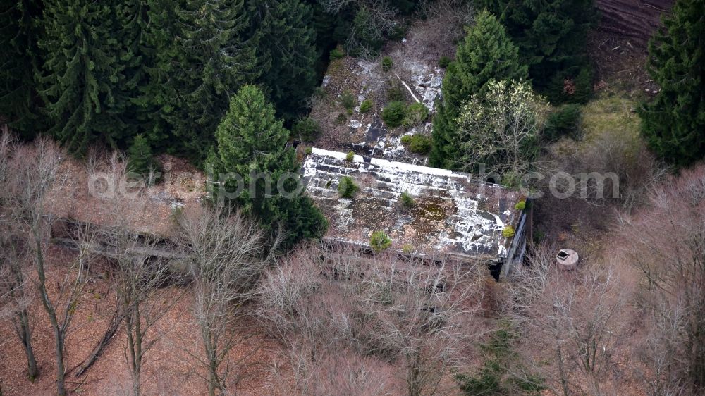 Aerial photograph Duppach - Ruins of residential villa of single-family settlement Adenauervilla in Duppach in the state Rhineland-Palatinate, Germany