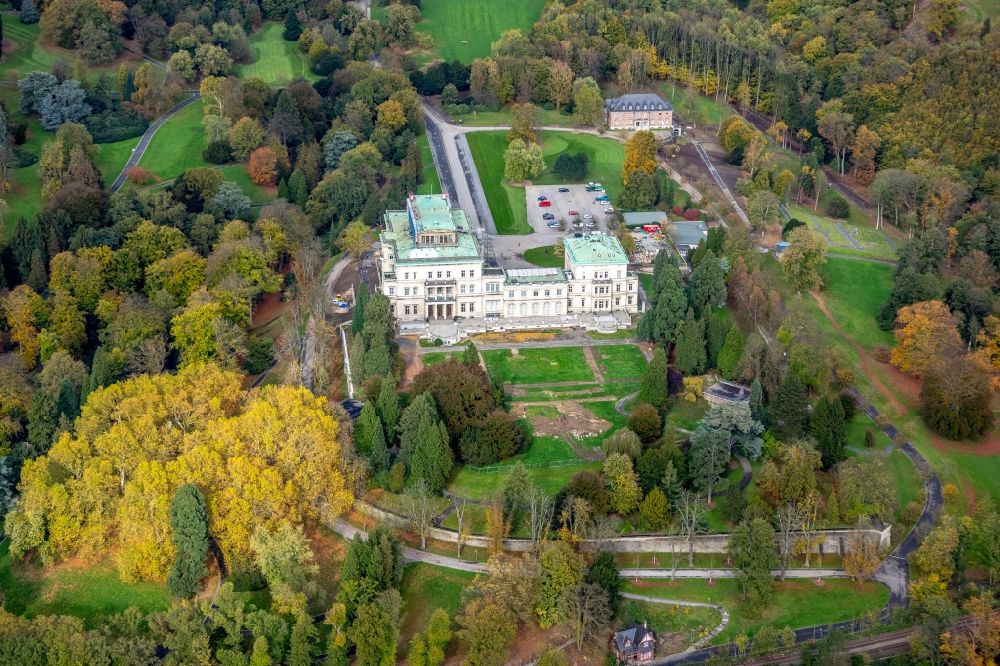Essen from above - View of the Villa Huegel in the district of Essen Bredeney. It was built in 1873 by Alfred Krupp and is the former residence of the family Krupp
