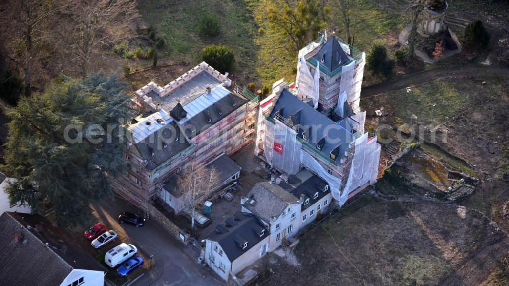Aerial photograph Bad Honnef - Villa Schaaffhausen in Rommersdorf in the state North Rhine-Westphalia, Germany. After the renovation of the listed villa, part of the historic park will be restored. Four residential buildings will be built in the rest of the park