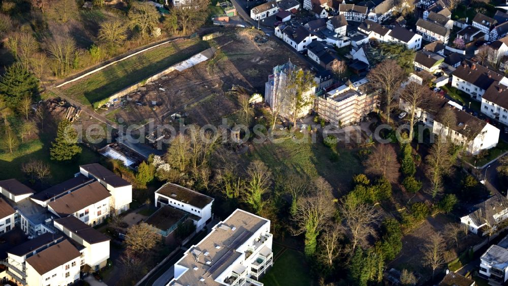 Aerial image Bad Honnef - Villa Schaaffhausen in Rommersdorf in the state North Rhine-Westphalia, Germany. After the renovation of the listed villa, part of the historic park will be restored. Four residential buildings will be built in the rest of the park