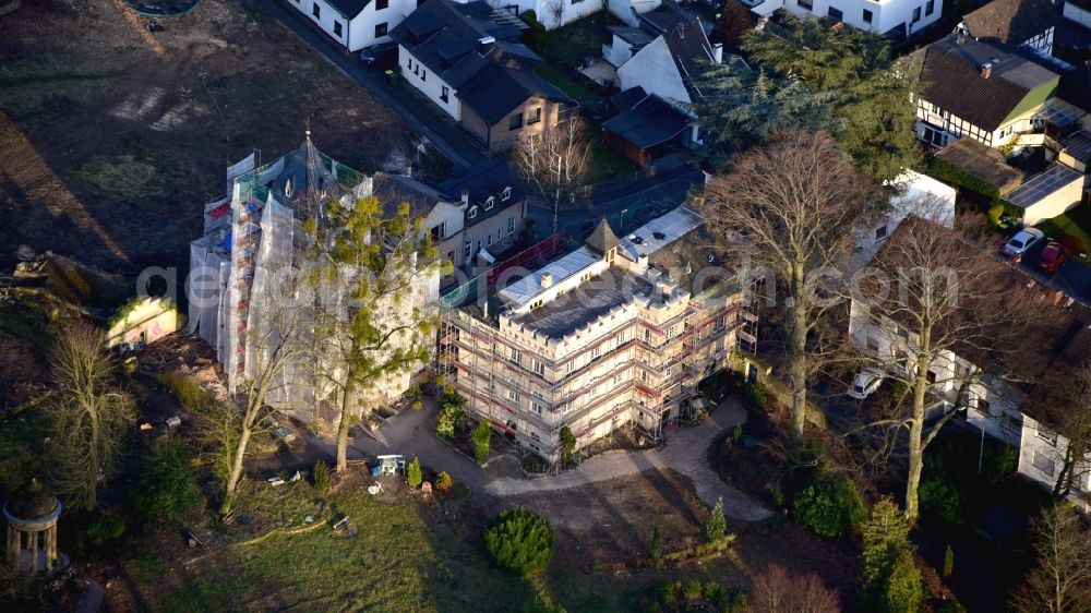 Bad Honnef from above - Villa Schaaffhausen in Rommersdorf in the state North Rhine-Westphalia, Germany. After the renovation of the listed villa, part of the historic park will be restored. Four residential buildings will be built in the rest of the park