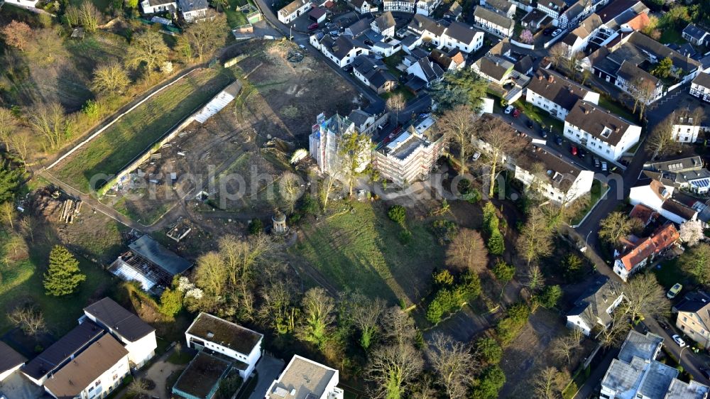 Bad Honnef from the bird's eye view: Villa Schaaffhausen in Rommersdorf in the state North Rhine-Westphalia, Germany. After the renovation of the listed villa, part of the historic park will be restored. Four residential buildings will be built in the rest of the park