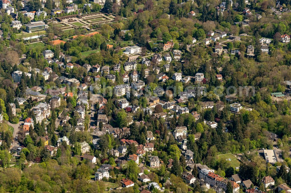 Baden-Baden from the bird's eye view: Luxury villa in residential area of single-family settlement in Baden-Baden in the state Baden-Wuerttemberg, Germany