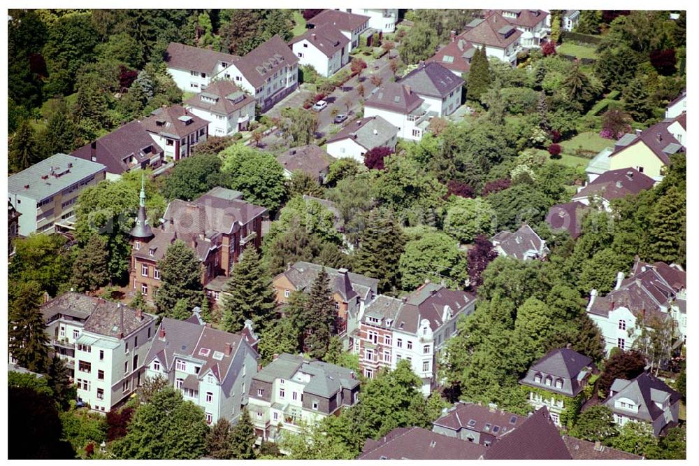 Aerial photograph Bad Godesberg / Bonn - 28.05.04 Bad Godesberg / Bonn Villenviertel an der Rheinstraße Ecke Jean-Paul-Straße in Bonn. Ein Objekt der IKV GmbH Wiesbaden.