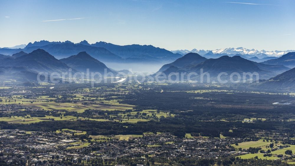 Aerial photograph Flintsbach am Inn - Valley landscape surrounded by mountains in Flintsbach am Inn in the state Bavaria, Germany