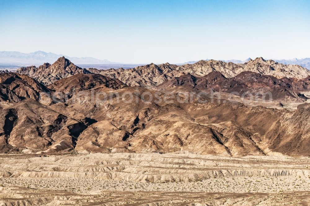 Lake Havasu City from above - Valley landscape surrounded by mountains in Lake Havasu City in Arizona, United States of America