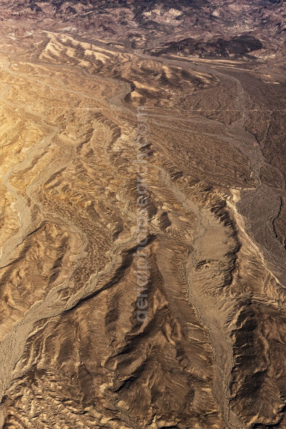 Aerial image Mohave Valley - Valley landscape surrounded by mountains in Mohave Valley in Arizona, United States of America