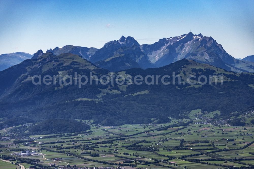 Aerial photograph Oberriet - Valley landscape surrounded by mountains in Oberriet in the canton Sankt Gallen, Switzerland