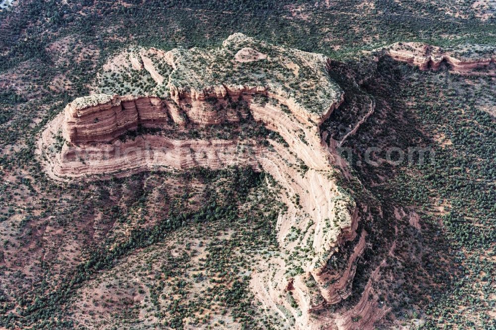 Aerial photograph Sedona - Valley landscape surrounded by mountains in Sedona in Arizona, United States of America