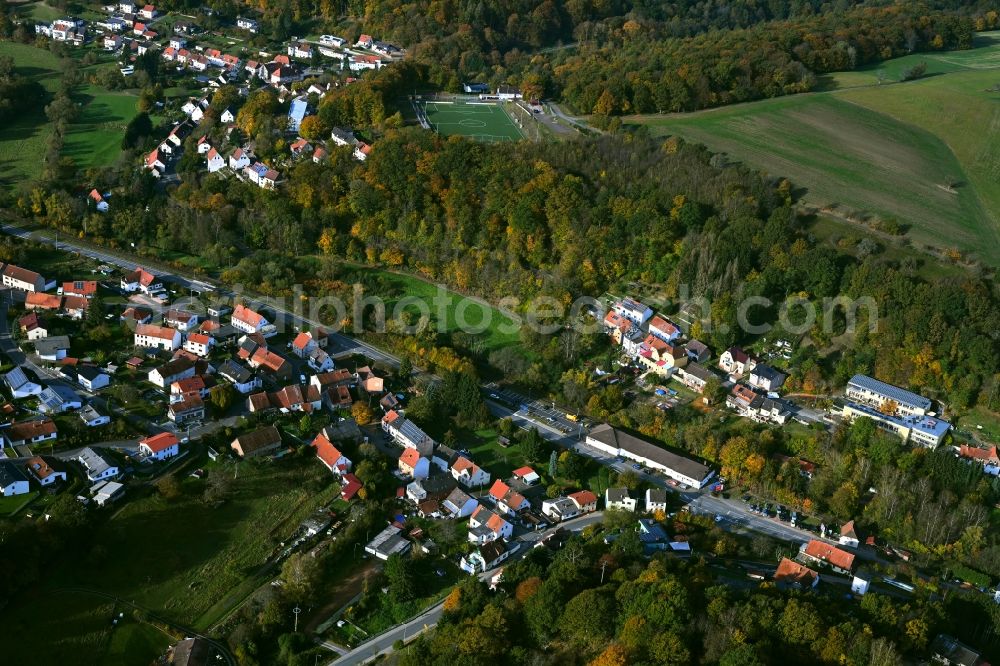 Sankt Wendel from above - Surrounded by forest and forest areas center of the streets and houses and residential areas in Sankt Wendel in the state Saarland, Germany
