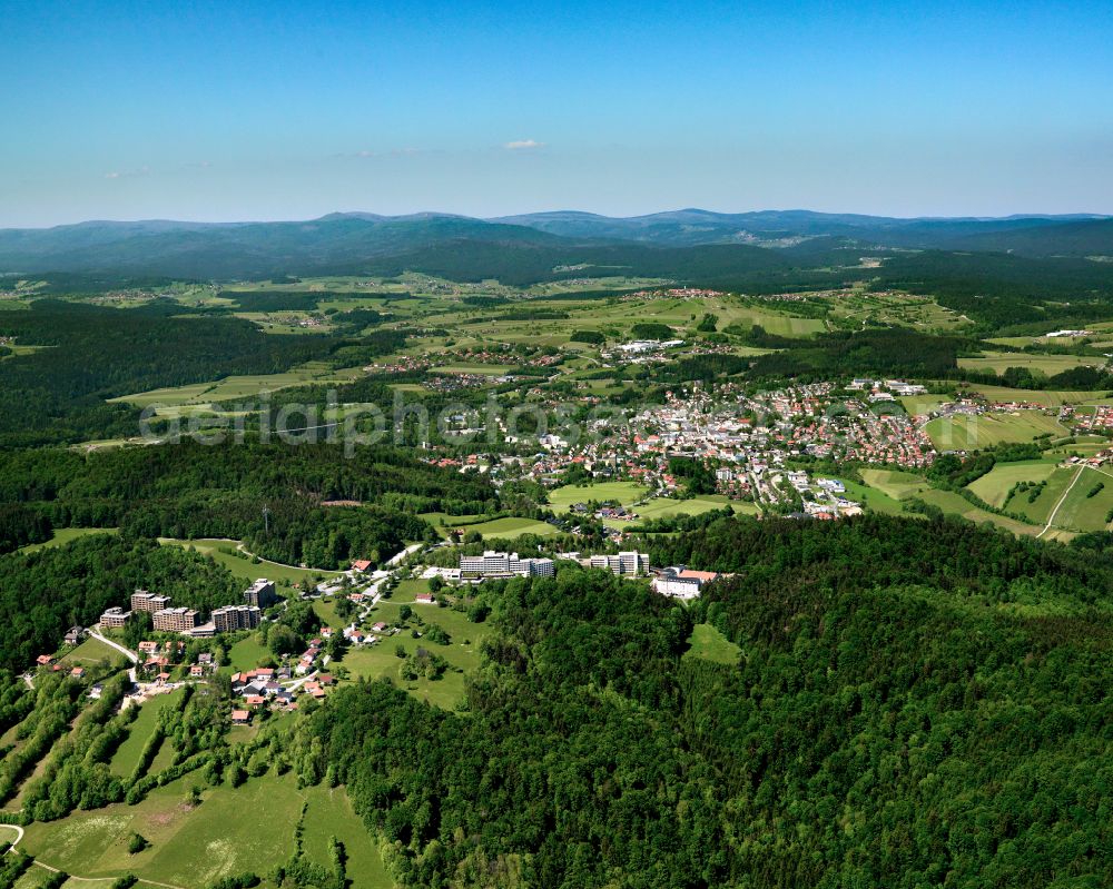 Aerial image Solla - Surrounded by forest and forest areas center of the streets and houses and residential areas in Solla in the state Bavaria, Germany