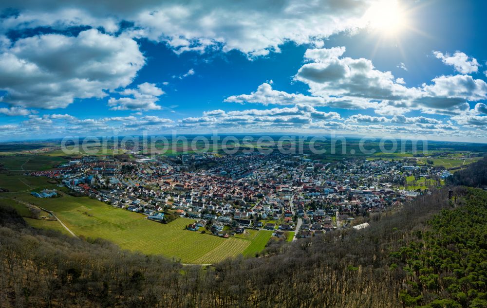 Aerial image Bad Bergzabern - Urban area with outskirts and inner city area surrounded by woodland and forest areas in Bad Bergzabern in the state Rhineland-Palatinate, Germany