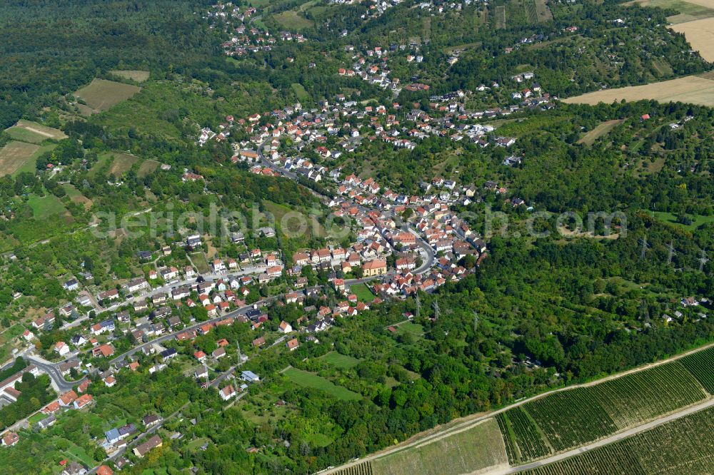 Aerial image Unterdürrbach - Urban area with outskirts and inner city area surrounded by woodland and forest areas in Unterdürrbach in the state Bavaria, Germany