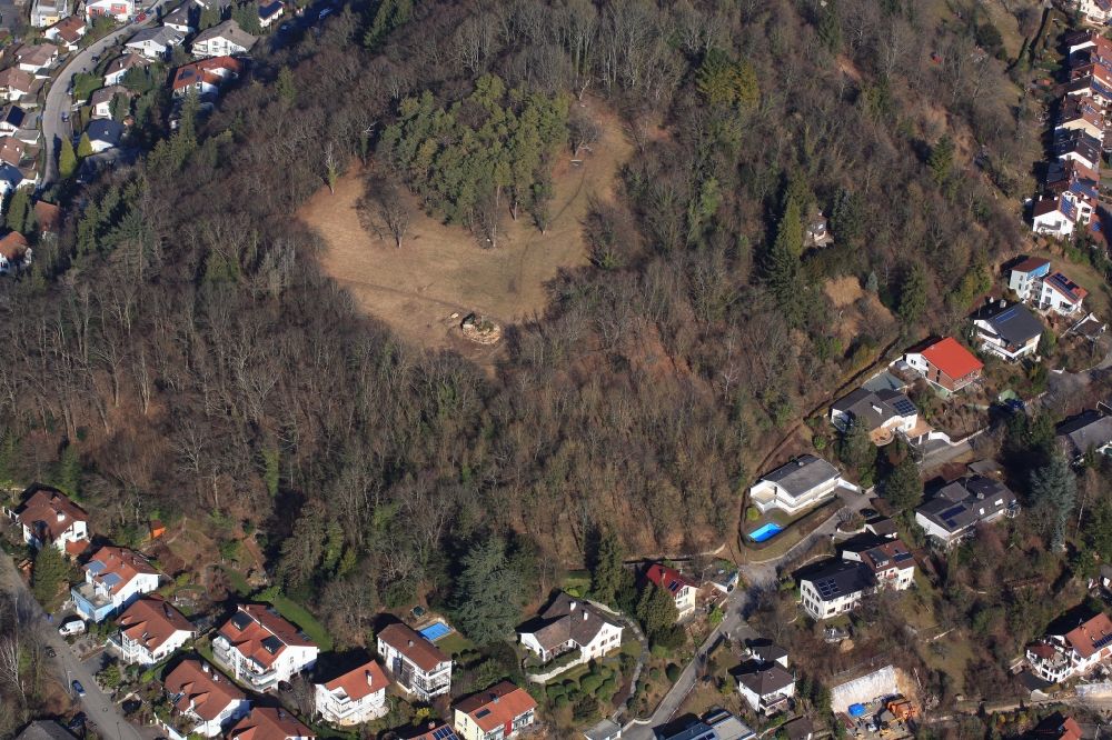 Lörrach from above - Place for the shrovetide bonfire in Loerrach in the state Baden-Wuerttemberg