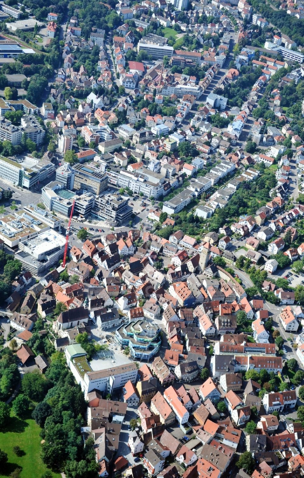 Aerial image Waiblingen - View of Marktdreieck Waiblingen in the state Baden-Wuerttemberg