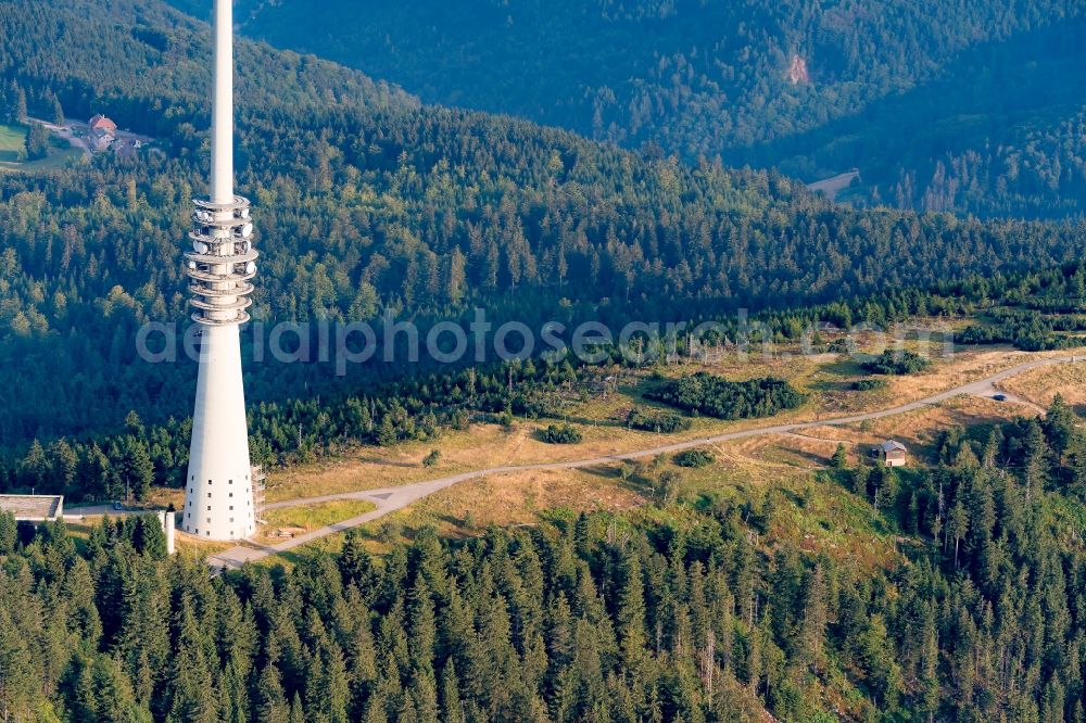 Aerial photograph Sasbachwalden - Forest and mountain scenery Hornisgrunde Nordschwarzwald in Sasbachwalden in the state Baden-Wurttemberg, Germany