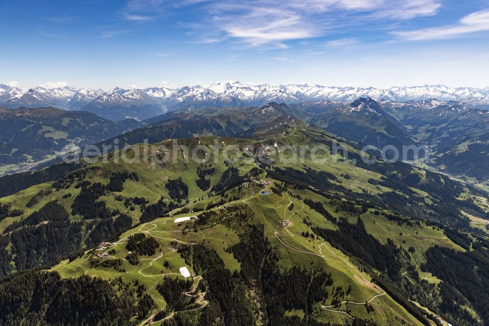 Kitzbühel from above - Forest and mountain scenery Kitzbueheler Alpen in Kirchberg in Tirol in Tirol, Austria