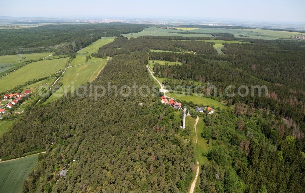 Aerial image Riechheim - Forest and mountain scenery Riecheimer Berg in Riechheim in the state Thuringia, Germany